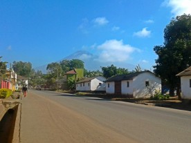 A residential neighbourhood with a killer view of Mount Meru.